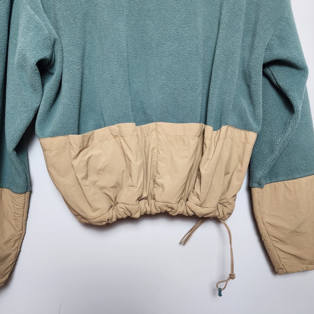 H&M Move Fleece Colorblock Drawstring Pullover Sage Tan Size Small - Picture 5 of 10